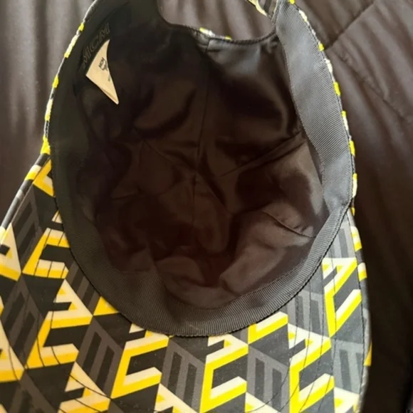 MCM Cubic Logo Allover Print Baseball Cap Hat Black/Gold Size L Adjustable (EUC) - Picture 3 of 5